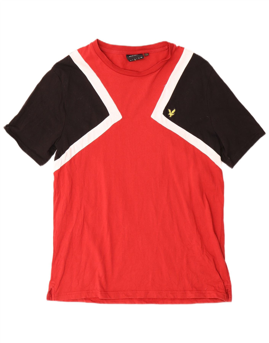 Camiseta masculina Lyle & Scott Top médio vermelho algodão colorblock
