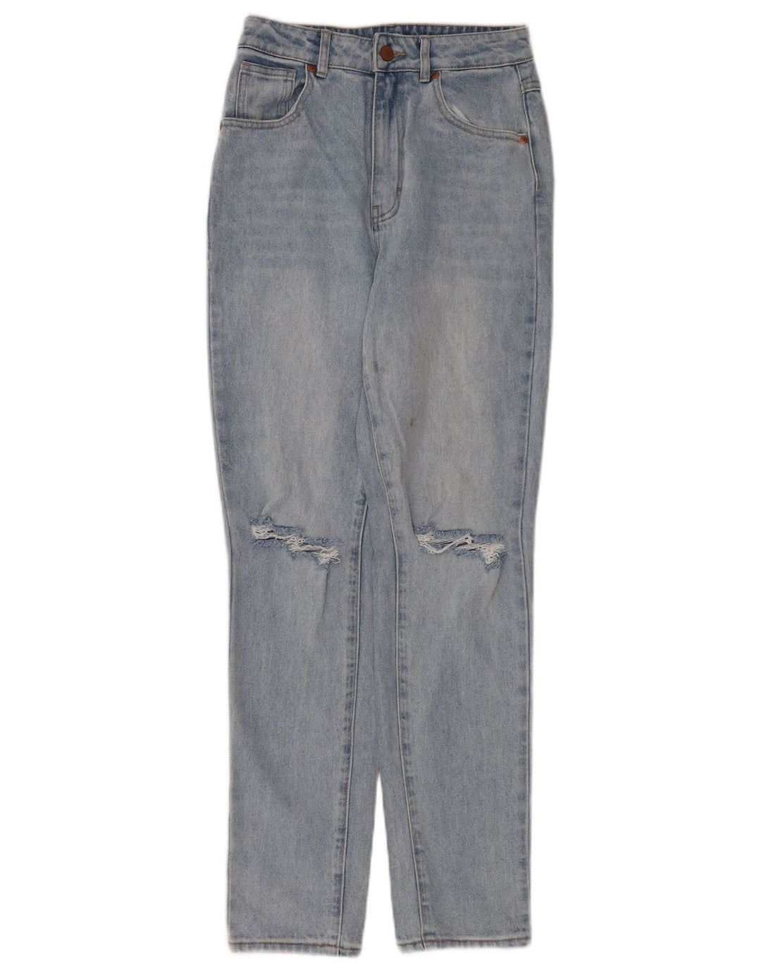 Calça jeans feminina Roxy cintura alta desgastada W26 L30 azul algodão