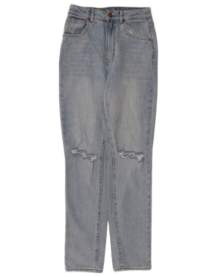 Calça jeans feminina Roxy cintura alta desgastada W26 L30 azul algodão