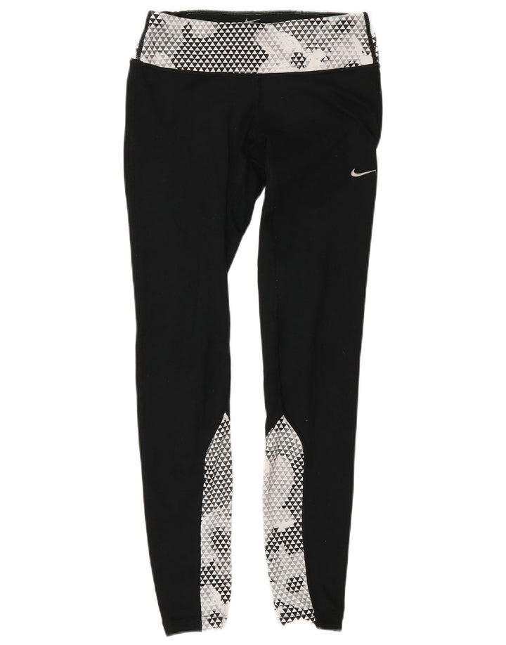 Leggings de corrida femininos Nike XS W25 L30 preto colorblock poliéster