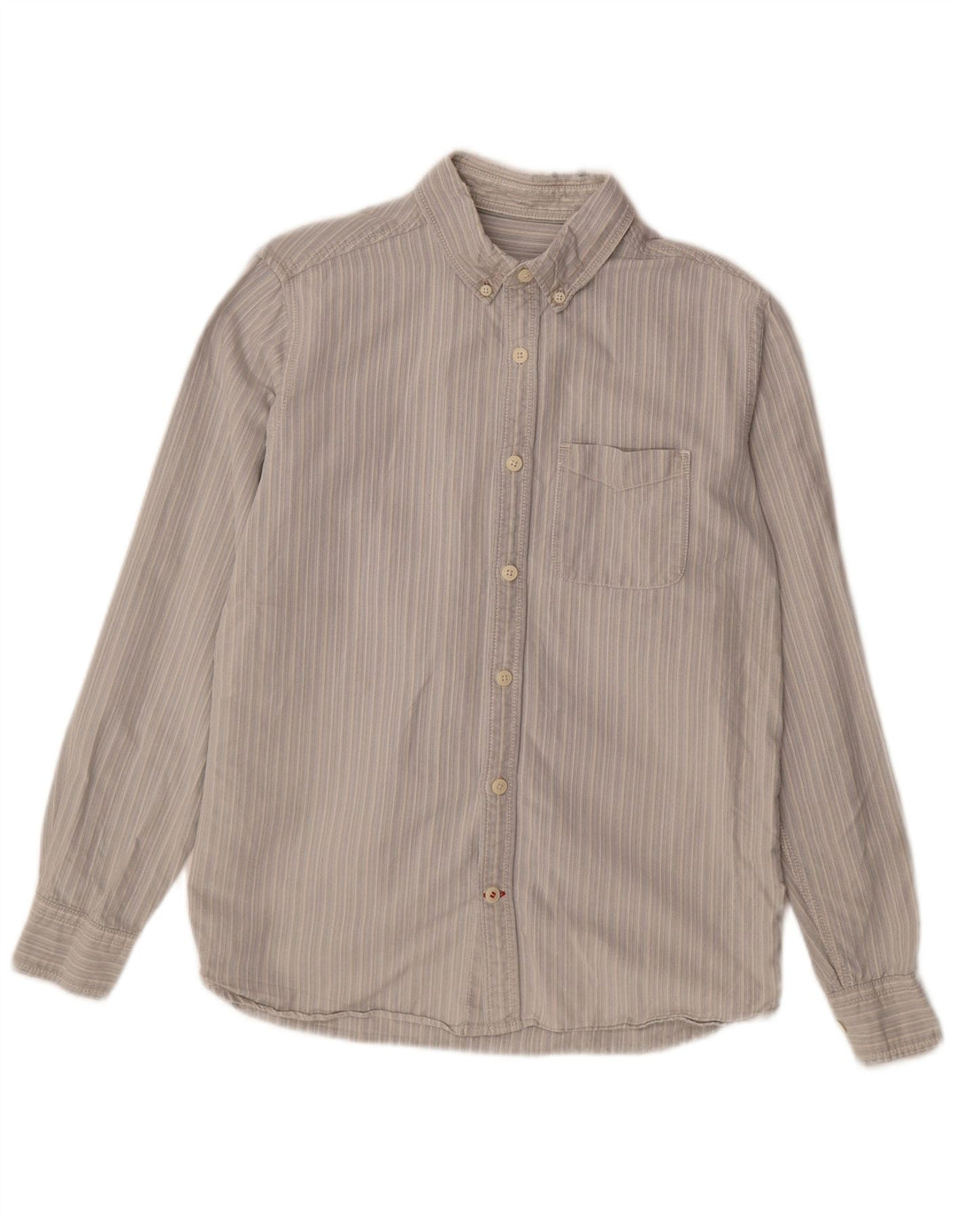 Camisa masculina Fat Face pequena listrada cinza de algodão