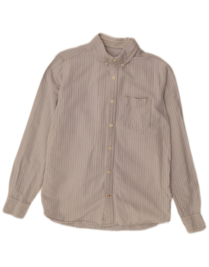 Camisa masculina Fat Face pequena listrada cinza de algodão