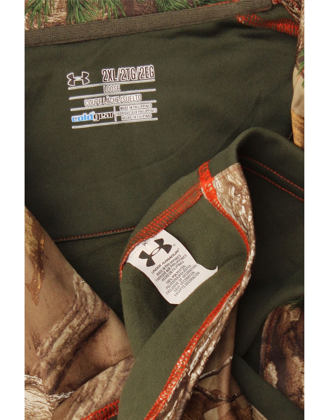 UNDER ARMOUR Mens Cold Gear Pulôver Treino Top 2XL Brown Colourblock