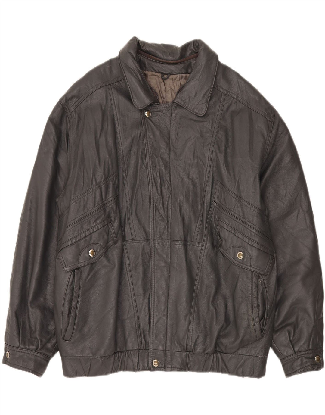 Jaqueta de couro masculina vintage IT 56 3XL preta