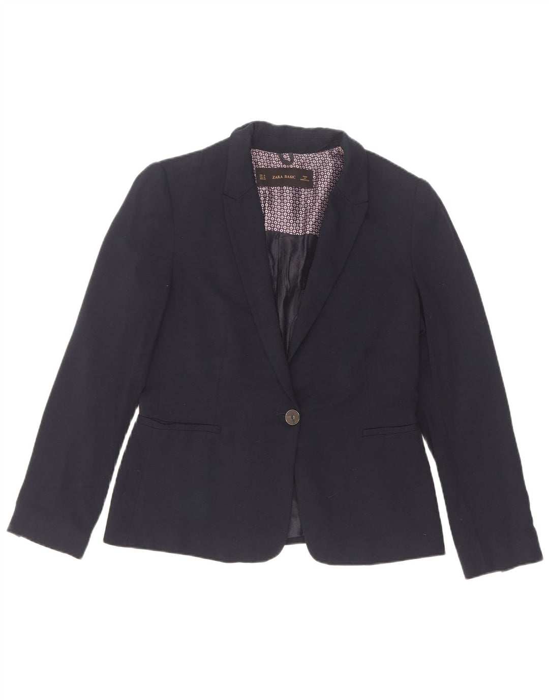 Jaqueta blazer feminina Zara com 1 botão Reino Unido 12 médio azul marinho