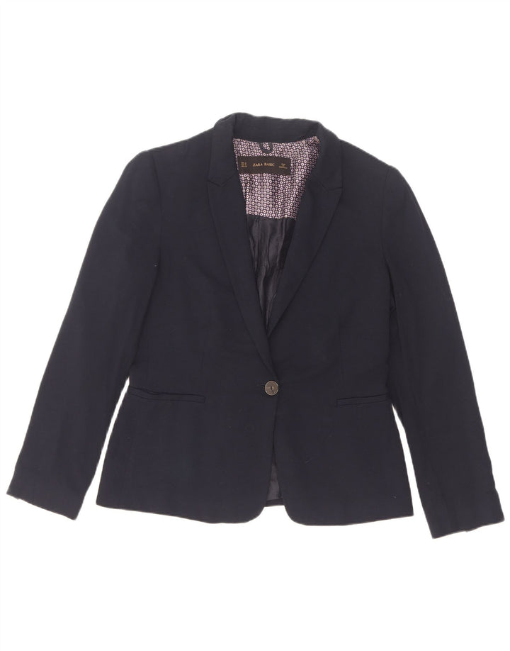 Jaqueta blazer feminina Zara com 1 botão Reino Unido 12 médio azul marinho