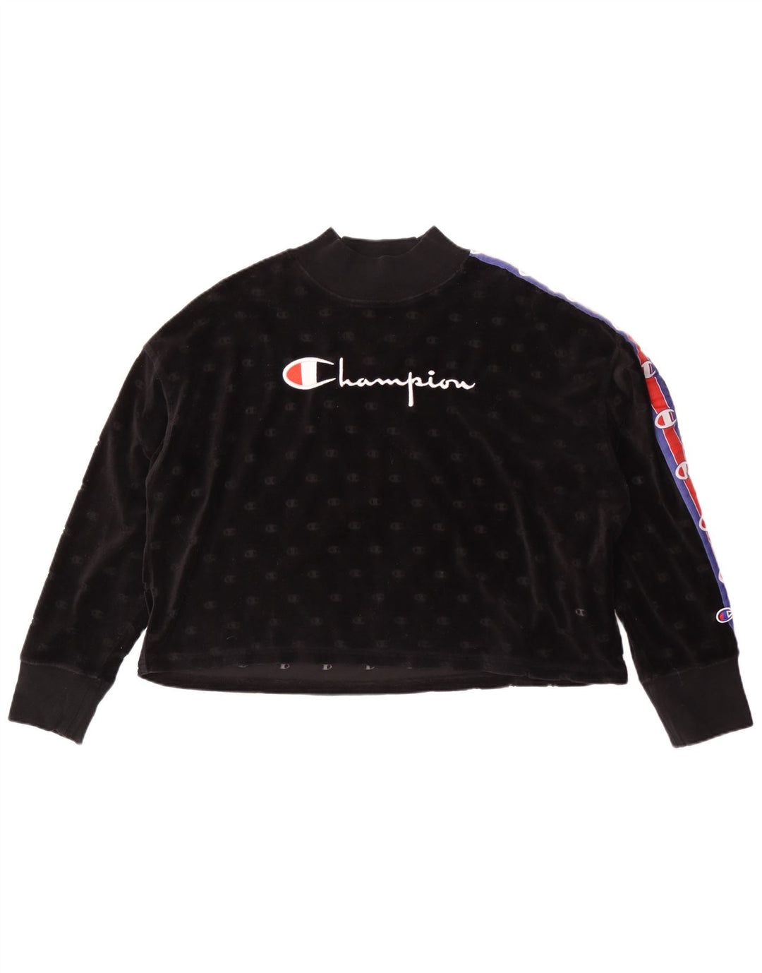 Champion feminino gráfico moletom jumper UK 14 médio preto colorblock