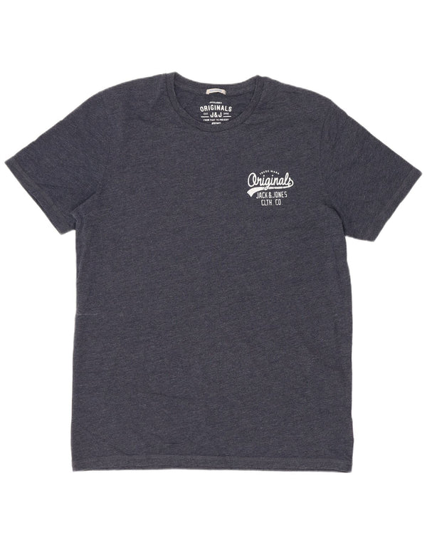 Camiseta masculina Jack & Jones Top médio algodão azul marinho
