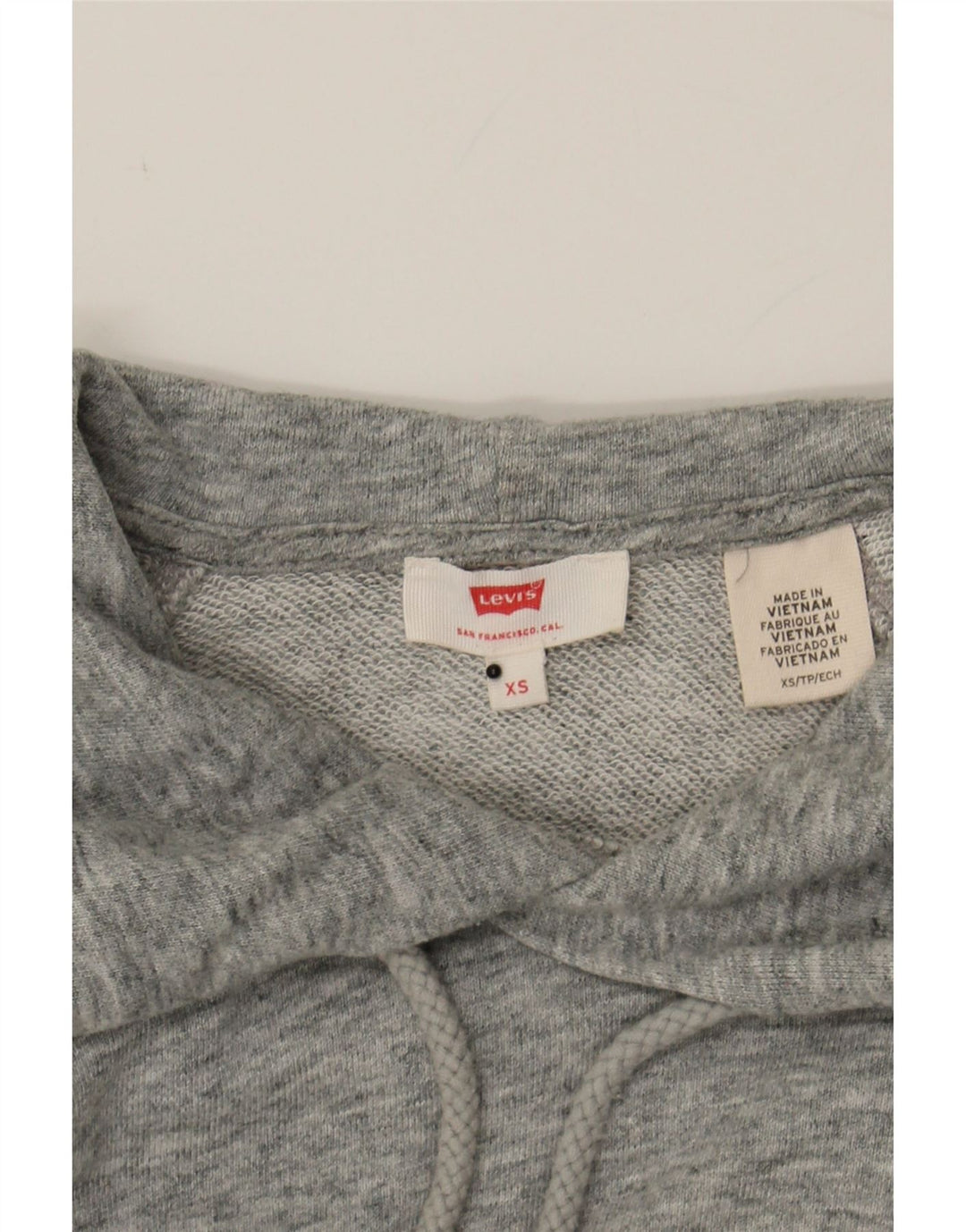 LEVI'S Womens Oversized Graphic Hoodie Jumper UK 6 XS Grey Cotton Vintage Levi's and Second-Hand Levi's from Messina Hembry 
