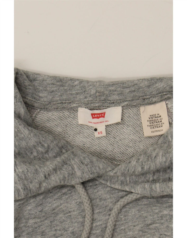 LEVI'S Womens Oversized Graphic Hoodie Jumper UK 6 XS Grey Cotton Vintage Levi's and Second-Hand Levi's from Messina Hembry 