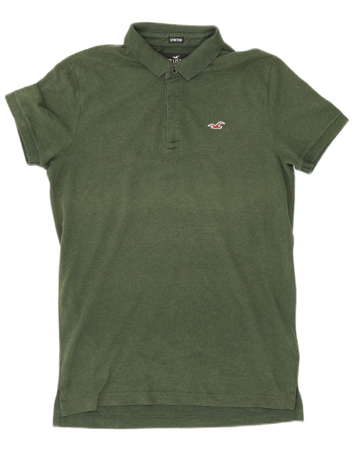 Camisa polo masculina Hollister pequena de algodão verde