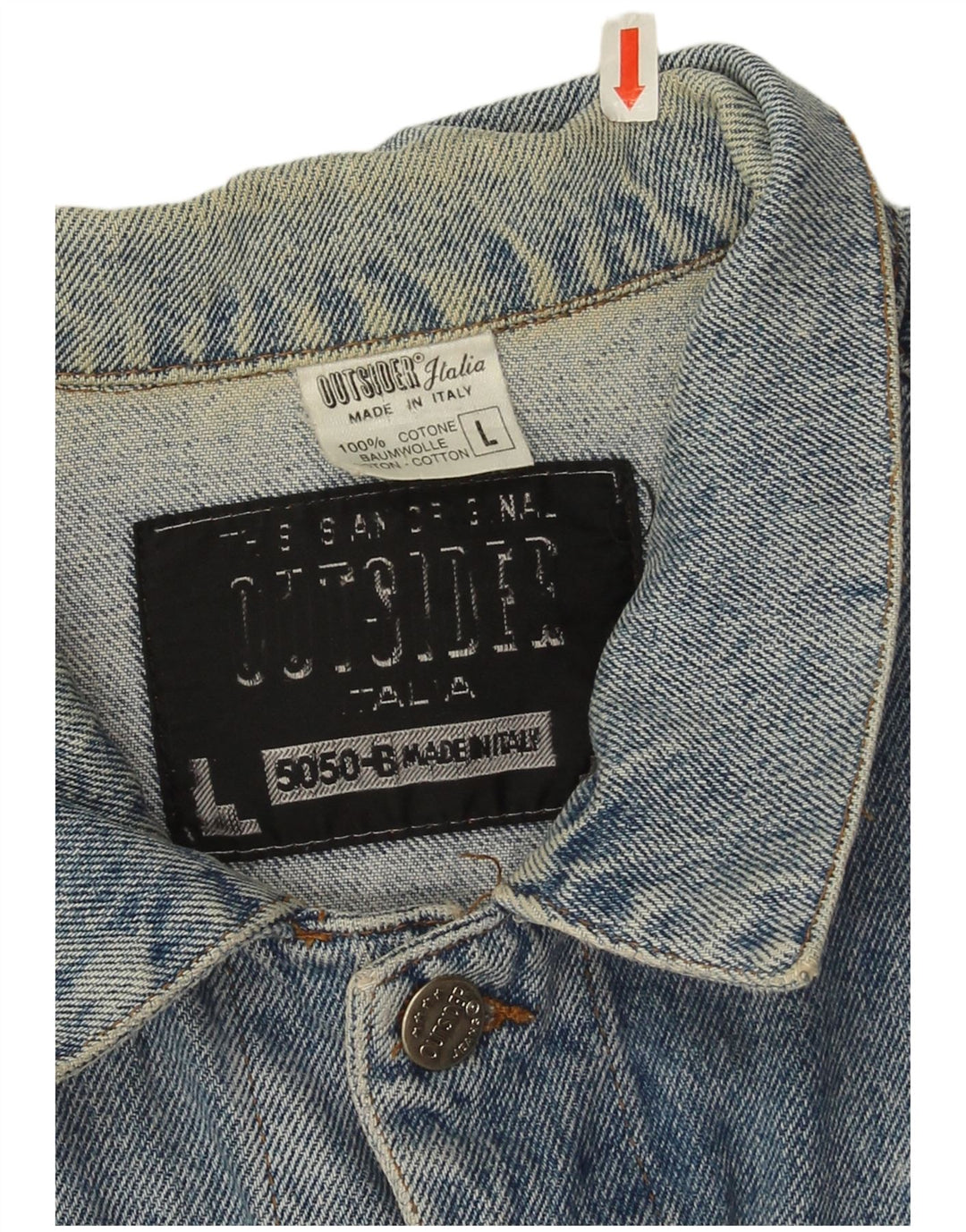 Jaqueta jeans masculina Outsider UK 40 grande algodão azul