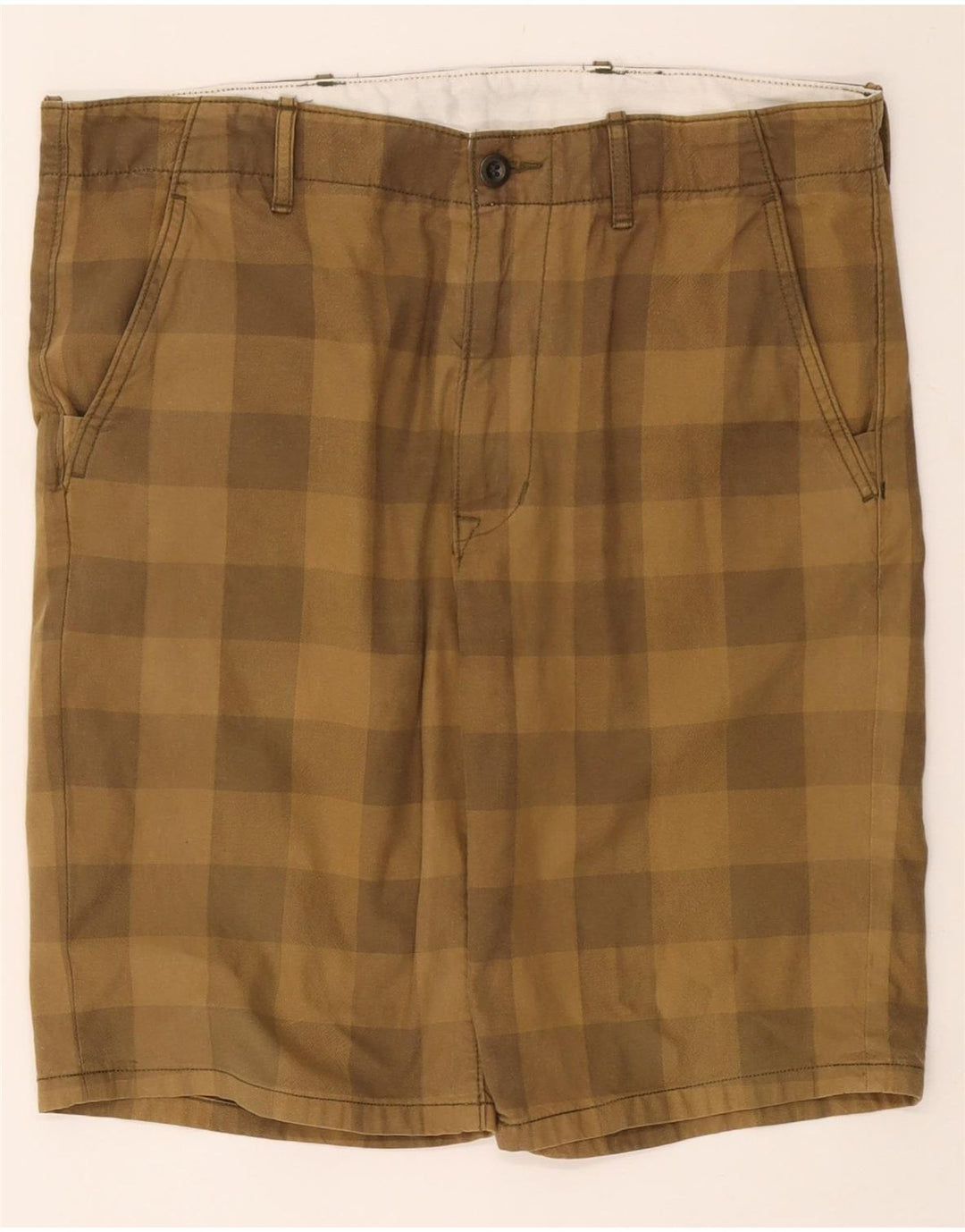 LEVI'S Mens Chino Shorts W33 Médio Cáqui Algodão Gingham