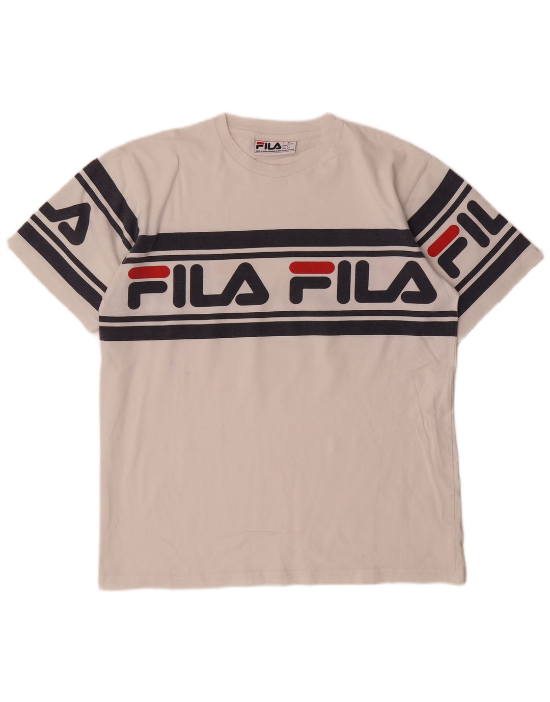 Fila Mens Graphic T-Shirt Top Pequeno Branco