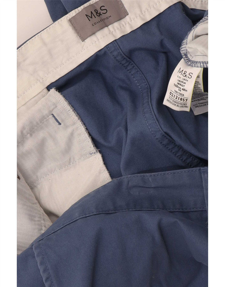 Shorts chino masculino Marks & Spencer W48 4XL algodão azul