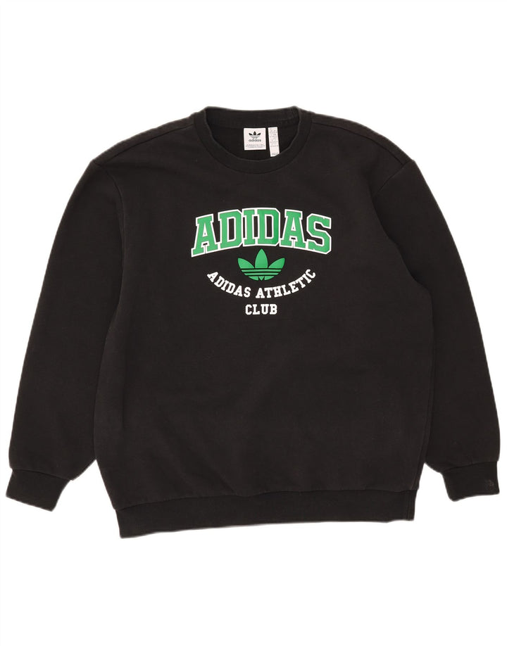 Adidas Mens Graphic Oversized Moletom Jumper 2XS Algodão Preto
