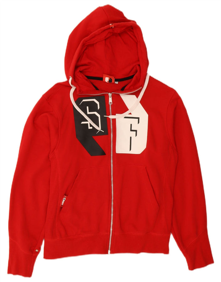 SNEAKER FREAK Suéter masculino com capuz e zíper gráfico XS de algodão vermelho