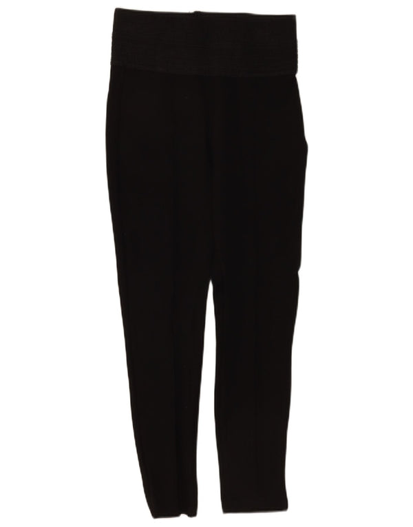 Zara Womens Crop Leggings UK 12 Médio Preto Poliéster