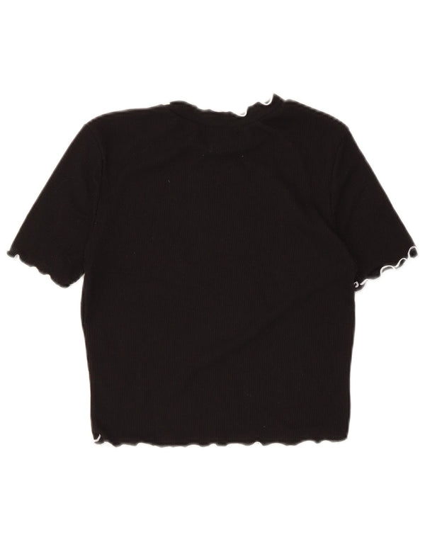 Blusa feminina Trafaluc Zara Top UK 8 pequeno algodão preto
