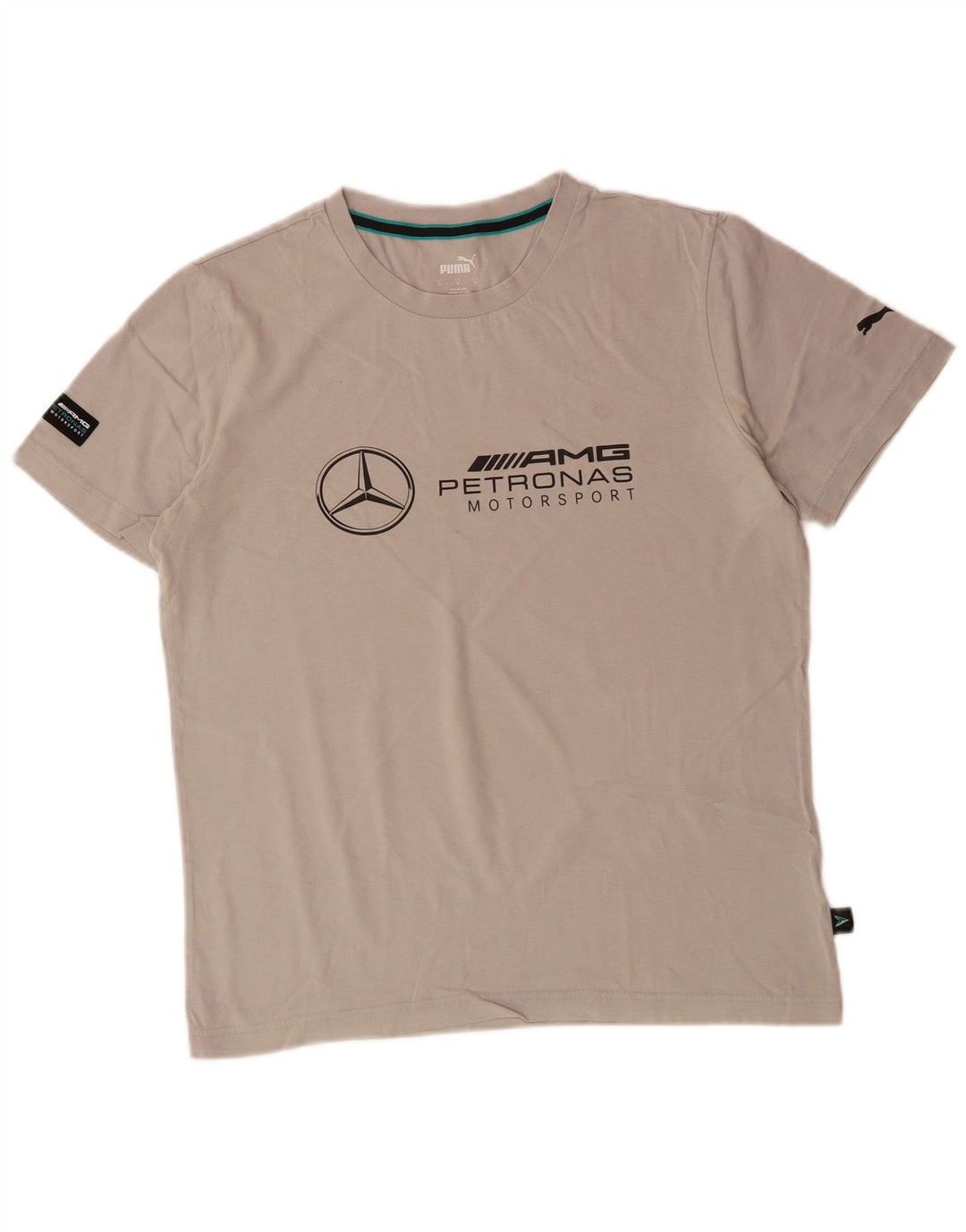 Camiseta masculina PUMA com estampa gráfica pequena de algodão cinza