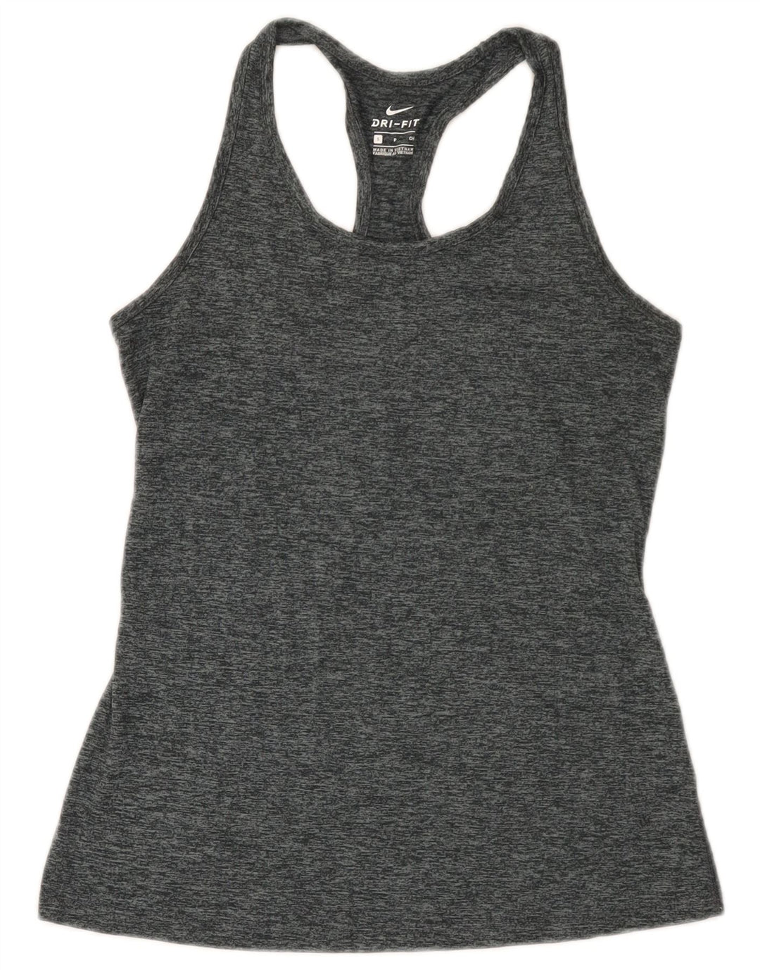Colete feminino Nike Dri Fit Top UK 8 pequeno poliéster manchado cinza