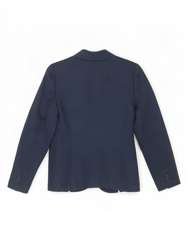 Jaqueta blazer feminina de 2 botões da Crew Clothing UK 10 pequena azul marinho linho