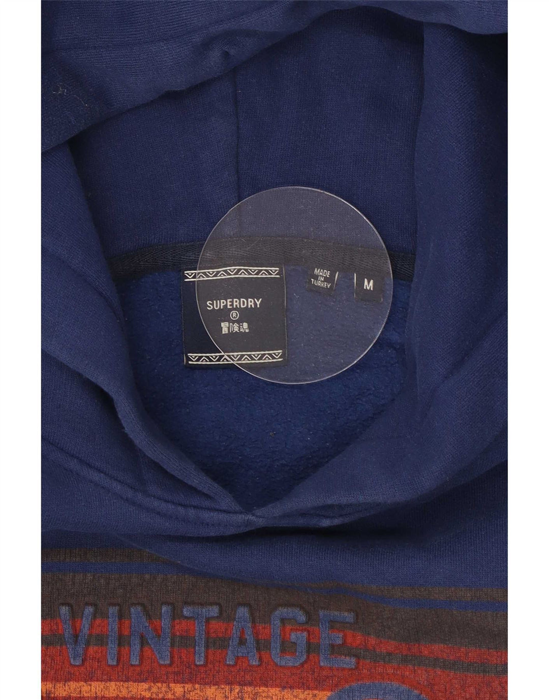 Suéter Superdry masculino com capuz gráfico médio azul marinho algodão