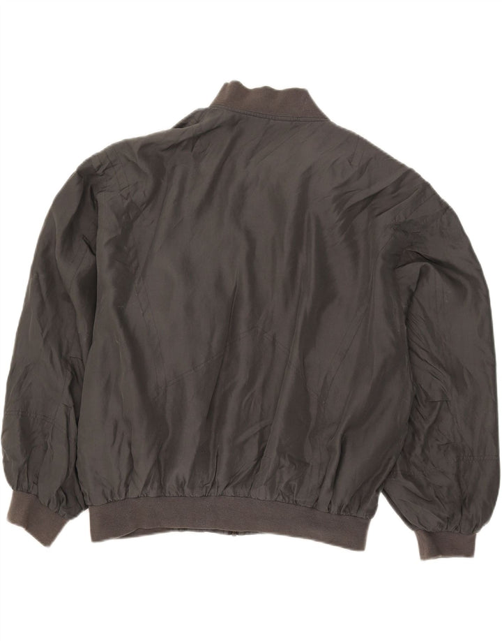 Jaqueta bomber masculina vintage UK 38 seda cinza médio