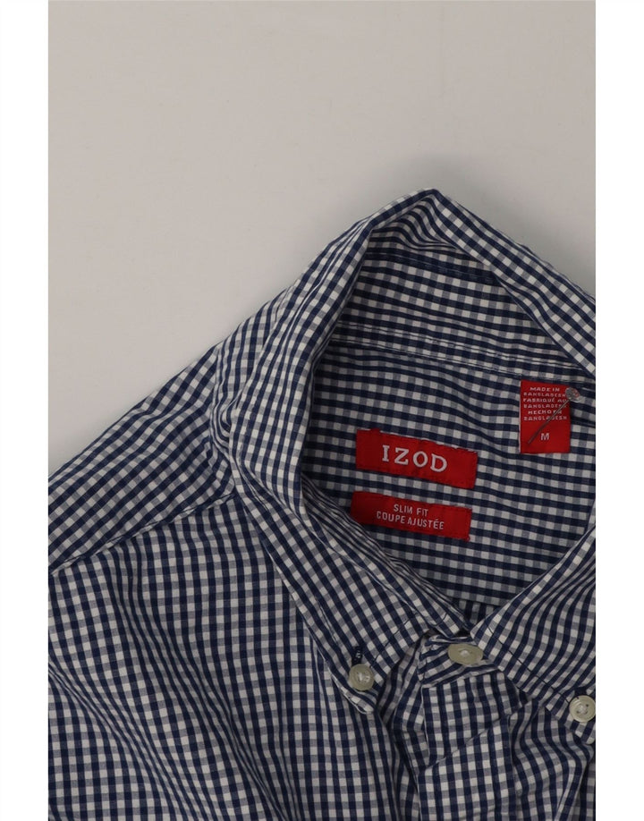Izod Mens Coupe Ajustee Camisa Slim Fit Azul Médio Algodão Gingham