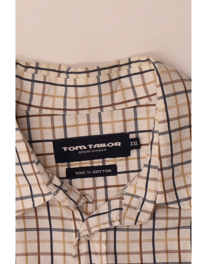 Camisa masculina de manga curta TOM TAILOR 2XL algodão xadrez branco