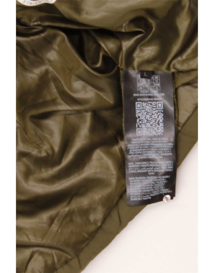 Jaqueta feminina acolchoada gráfica Guess UK 12 poliéster cáqui médio