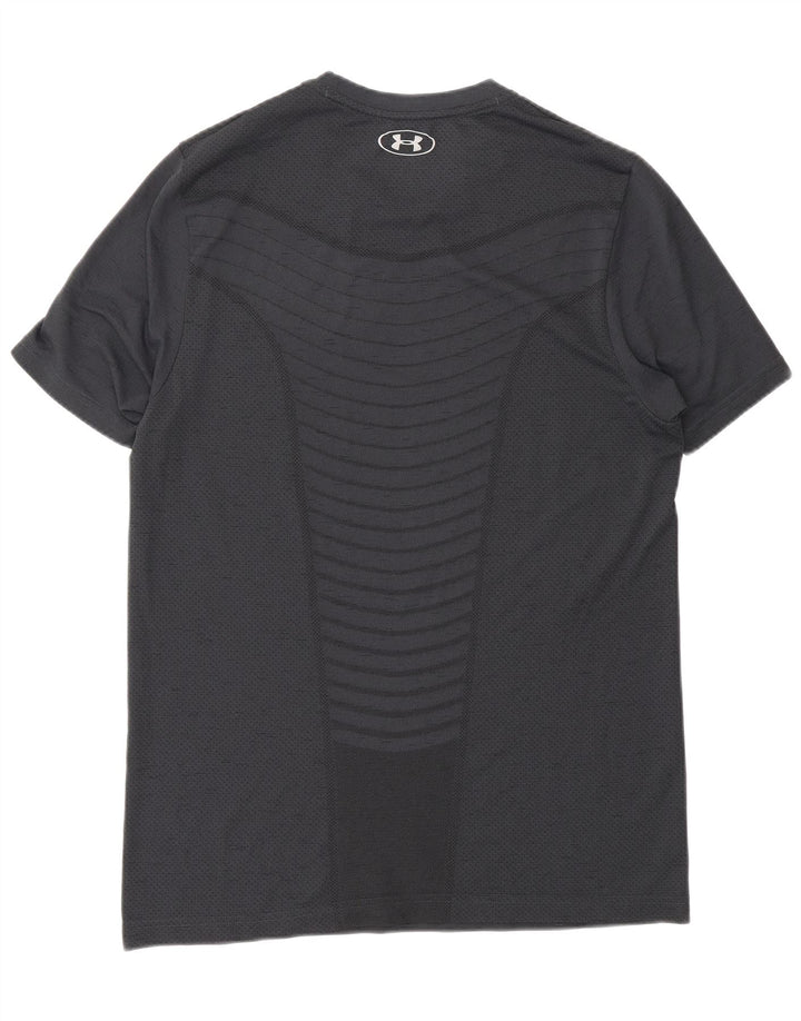 Camiseta masculina Under Armour Heat Gear Top poliéster listrado cinza médio