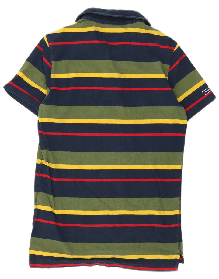 Camisa polo masculina Superdry pequena listrada multicolorida de algodão
