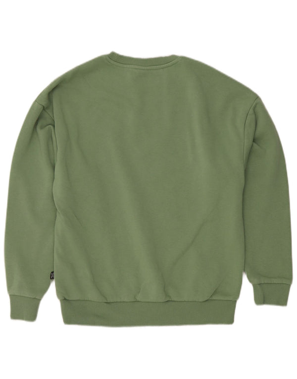 Puma feminino gráfico moletom jumper UK 10 pequeno algodão verde