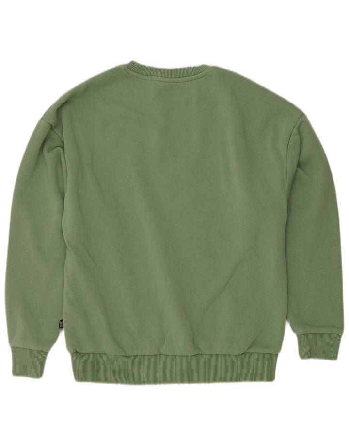 Puma feminino gráfico moletom jumper UK 10 pequeno algodão verde
