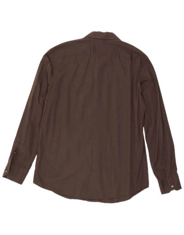 Camisa masculina Lacoste tamanho 43 grande algodão marrom