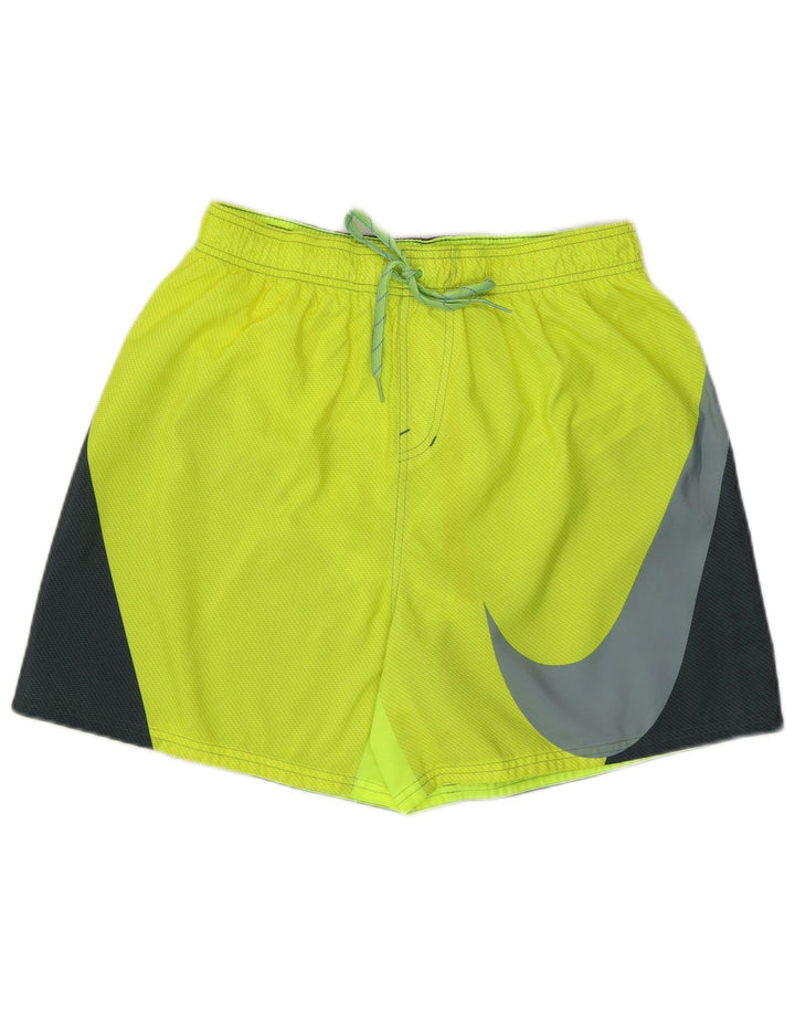 Shorts de natação masculinos Nike Graphic grande verde colorblock poliéster