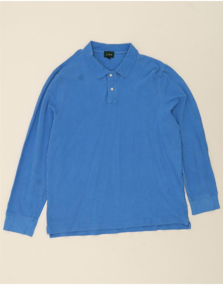J. CREW Mens Long Sleeve Polo Shirt XL Blue Cotton Vintage J. Crew and Second-Hand J. Crew from Messina Hembry 