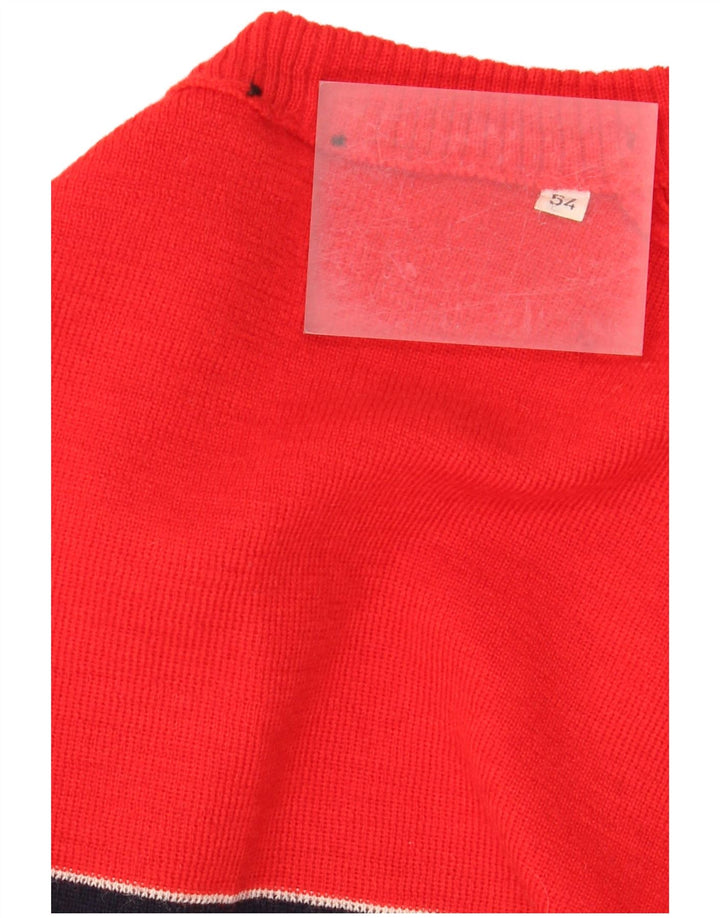 Suéter feminino vintage com gola redonda IT 54 3XL listrado vermelho