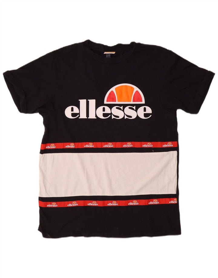 Camiseta feminina gráfica ELLESSE Reino Unido 10 pequeno algodão colorido preto