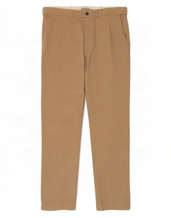 Calça chino reta masculina Marks & Spencer W42 L31 algodão bege