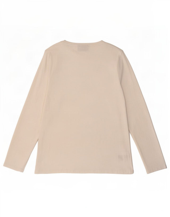Top feminino Marks & Spencer manga comprida Reino Unido 12 algodão branco médio
