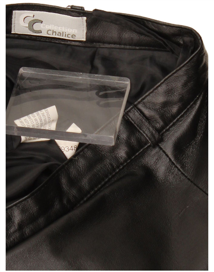 Saia de couro feminina vintage W28 couro preto médio