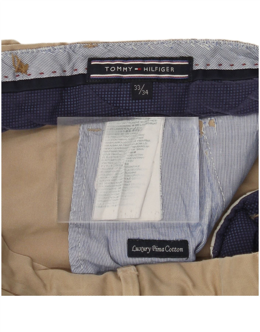 Calça Chino Masculina TOMMY HILFIGER W33 L34 Algodão Bege