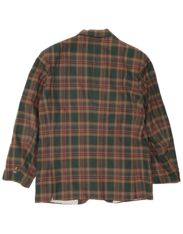 Jaqueta blazer masculina vintage com 2 botões Reino Unido 40 xadrez verde grande