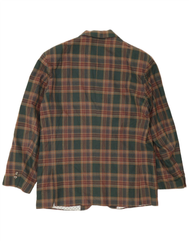 Jaqueta blazer masculina vintage com 2 botões Reino Unido 40 xadrez verde grande