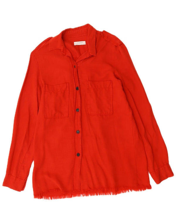 Camisa feminina militar solta Zara Reino Unido 10 pequena vermelha Lyocell