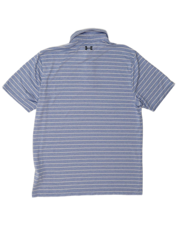 Camisa polo masculina Under Armour poliéster risca de giz azul médio