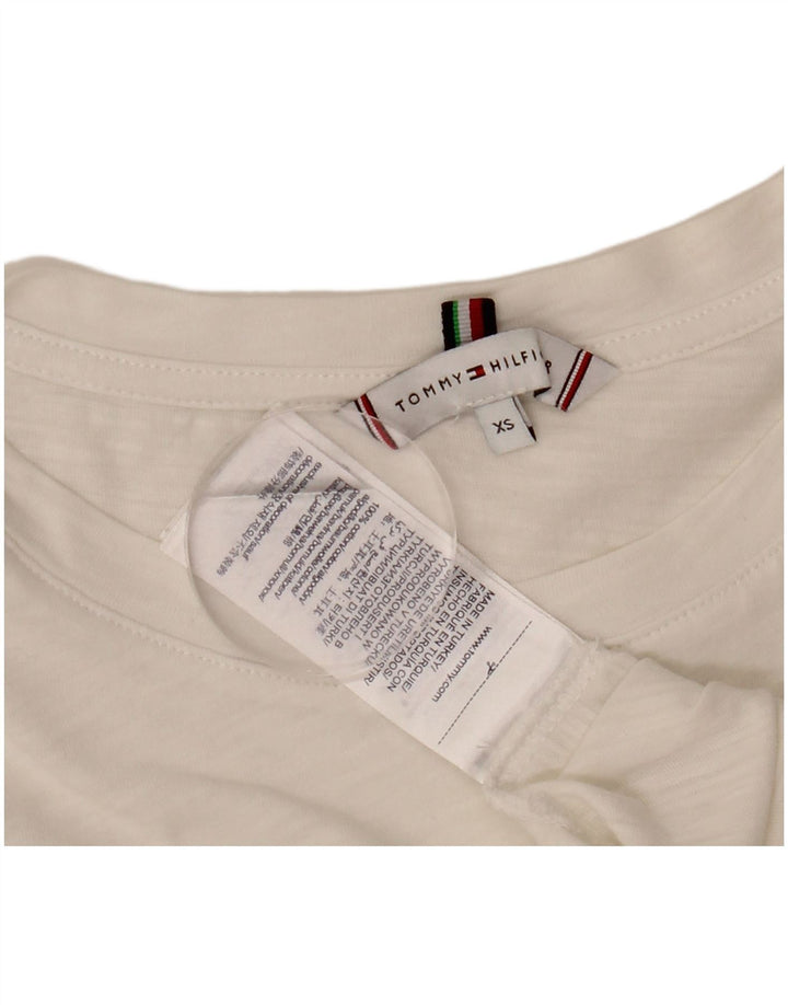 Camiseta feminina TOMMY HILFIGER com estampa gráfica UK 6 XS algodão branco