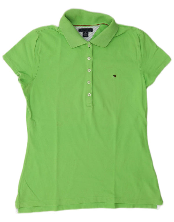 Tommy Hilfiger Womens Polo Shirt UK 12 Medium Green Cotton